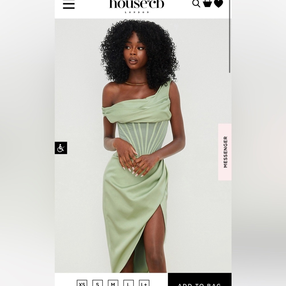 House of CB Corset One-Shoulder Dress (Pistachio)